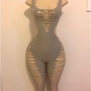 Sexy Grey Slashed romper